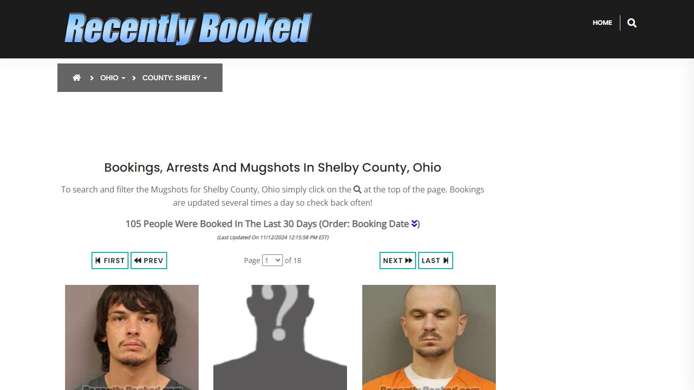 Bookings, Arrests and Mugshots in Shelby County, Ohio - Recently Booked