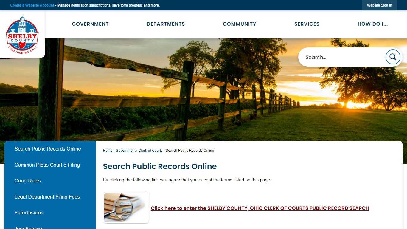 Search Public Records Online - Shelby County, Ohio